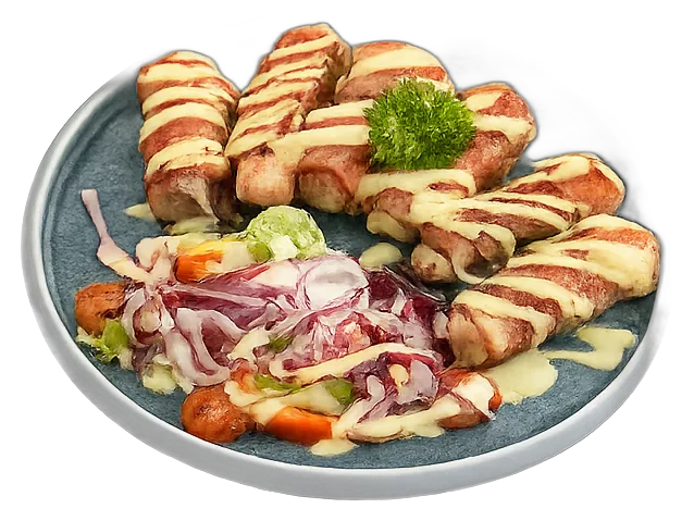 Cá hồi cuộn ba rọi xông khói